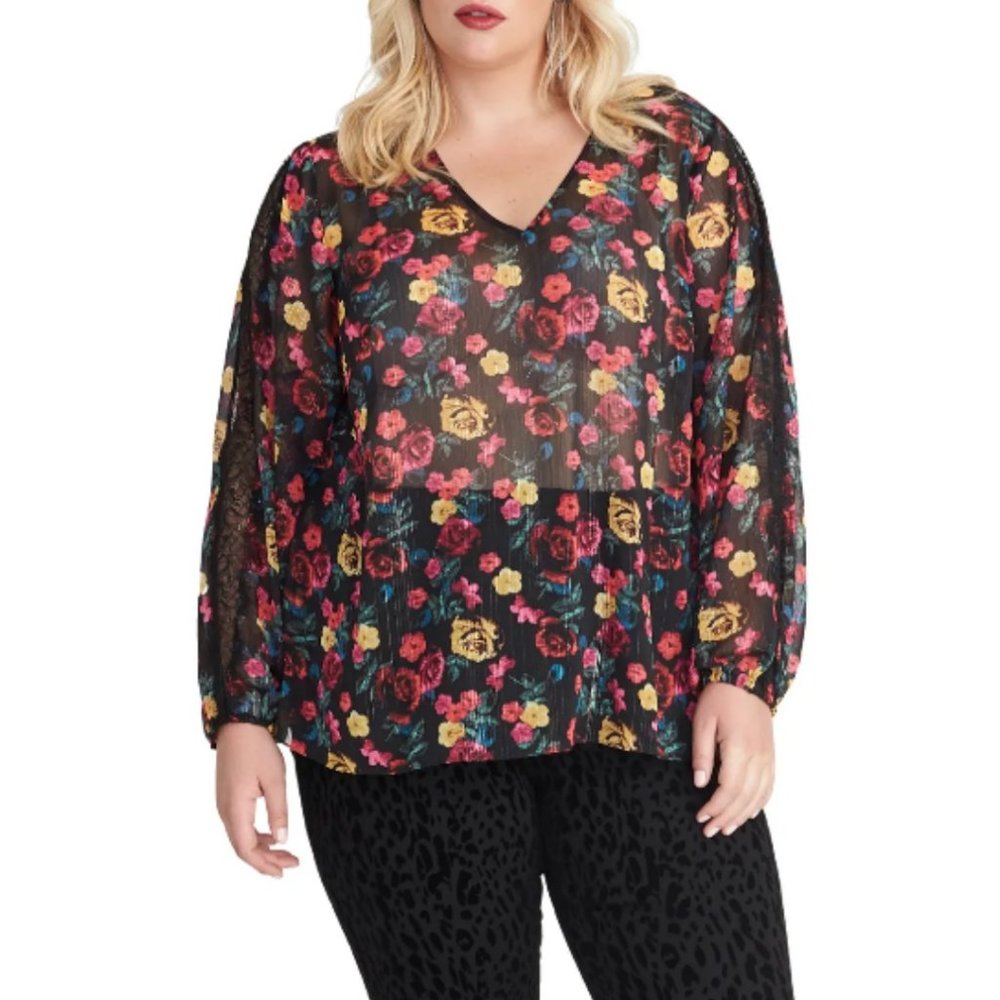 NEW Rachel Roy Plus Size Eve Floral Print Top